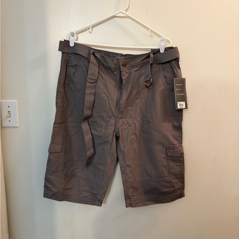 Men's Charcoal Cargo Shorts with Belt